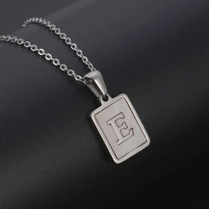 Silver Letter “E” Initial Pendant Stainless Steel